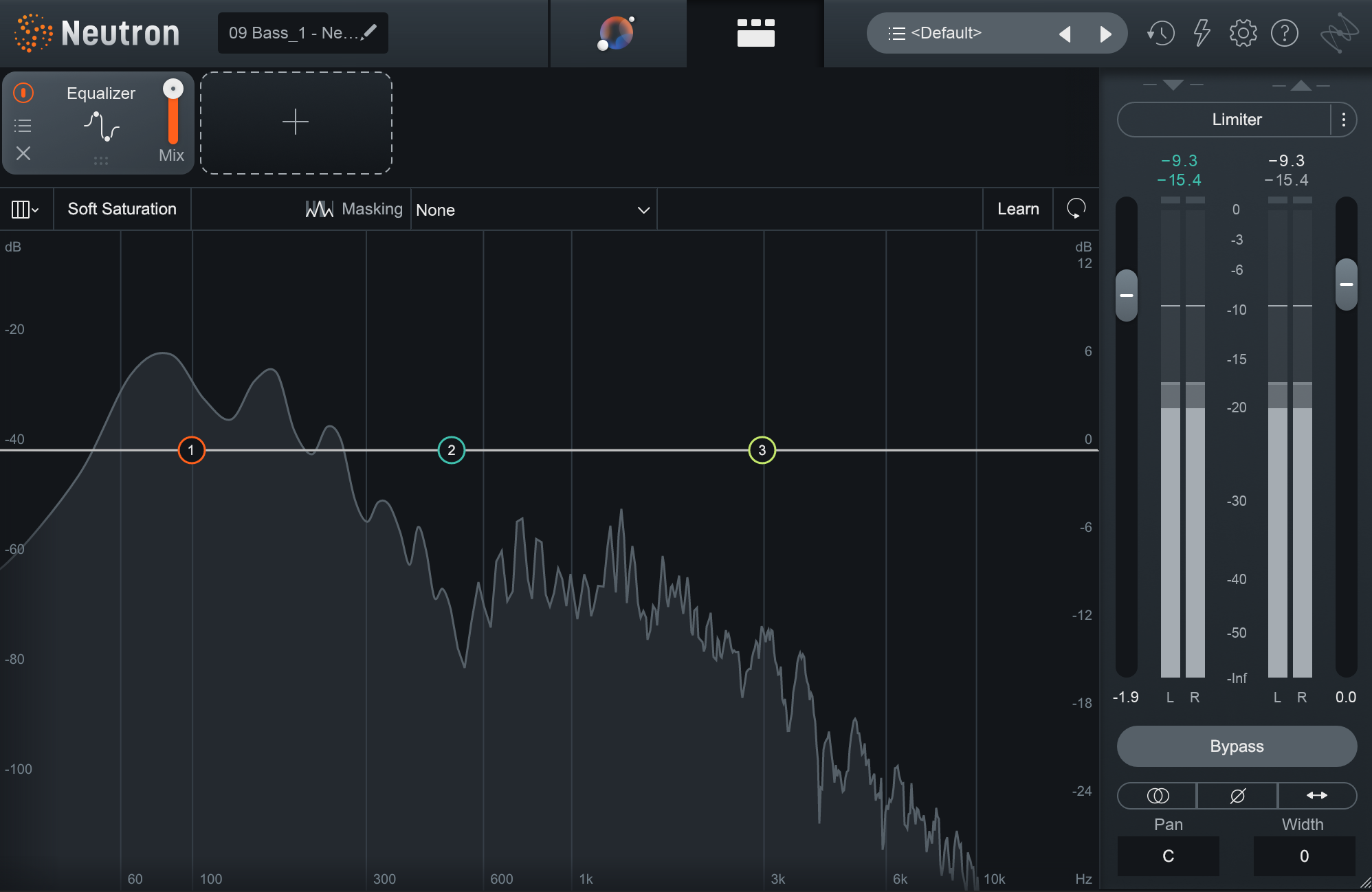 Frequencies of bass part with distortion