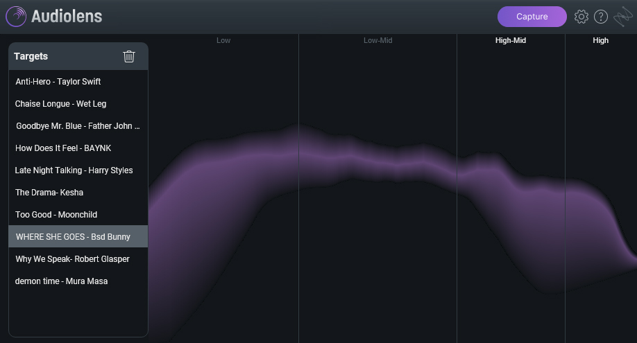 “WHERE SHE GOES” by Bad Bunny tonal balance curve