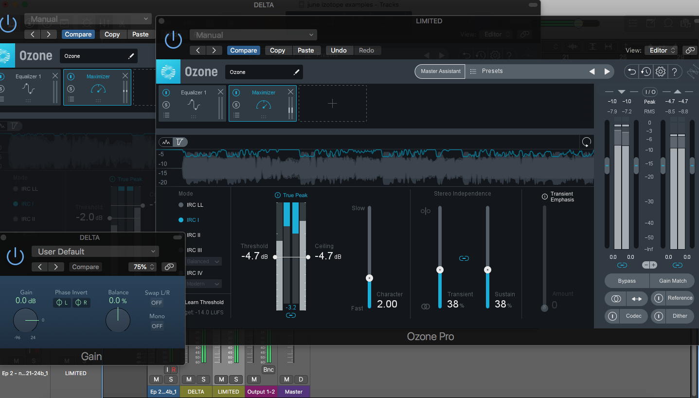 Delta test in Ozone Pro/DAW