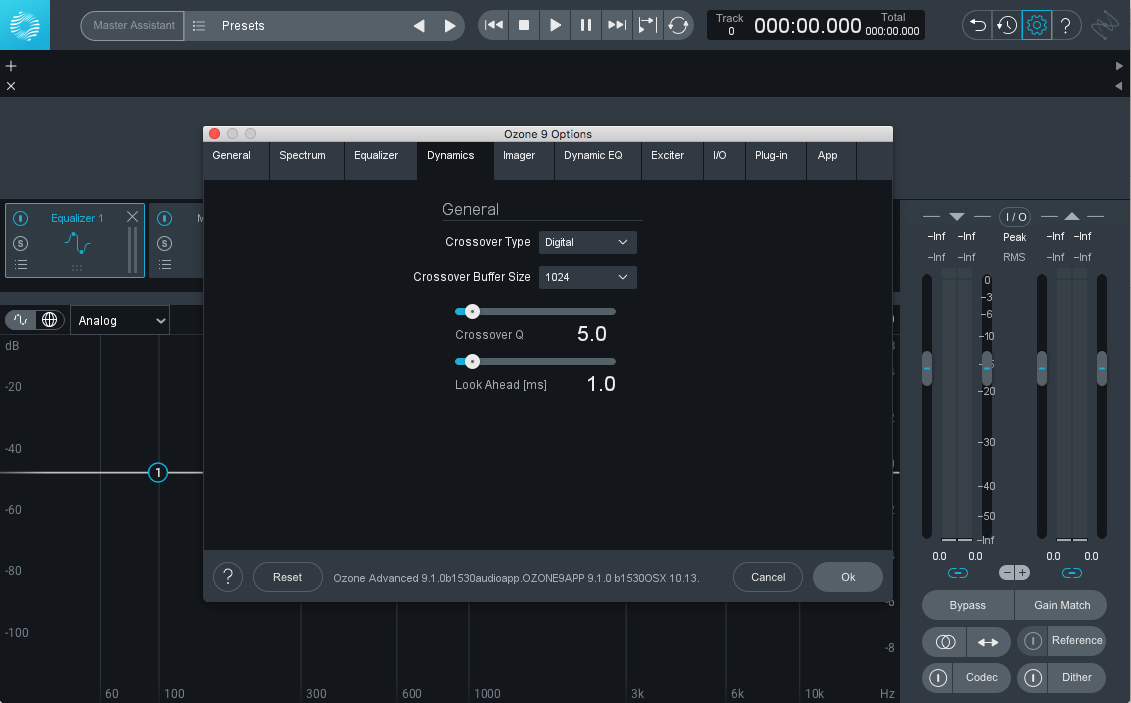 Ozone’s Dynamics crossover settings