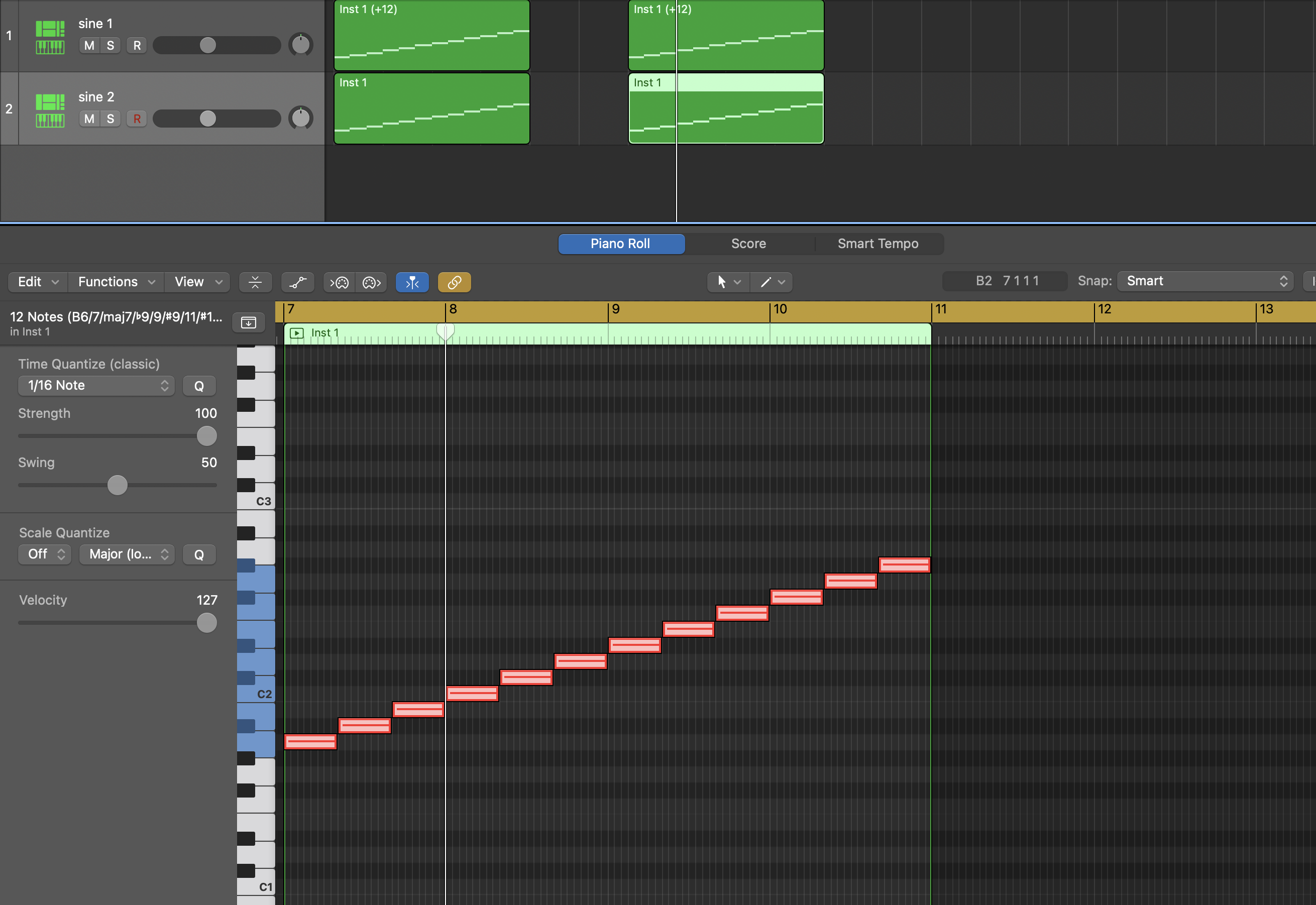 Sine Wave going up chromatically