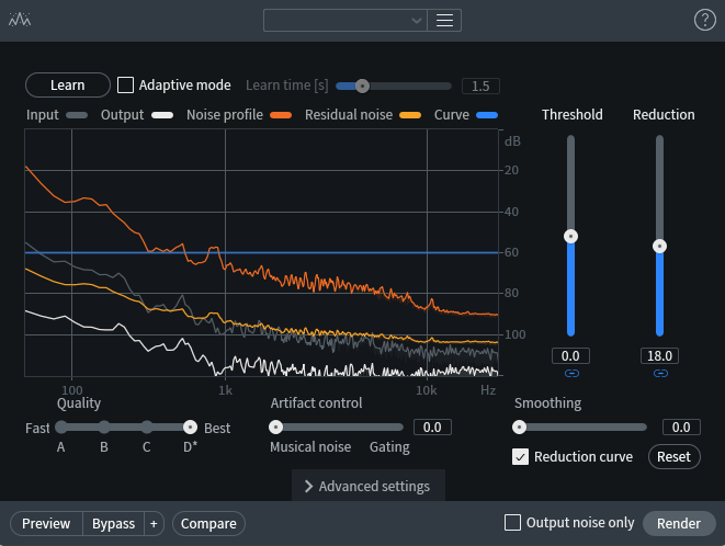 Spectral De-noise settings