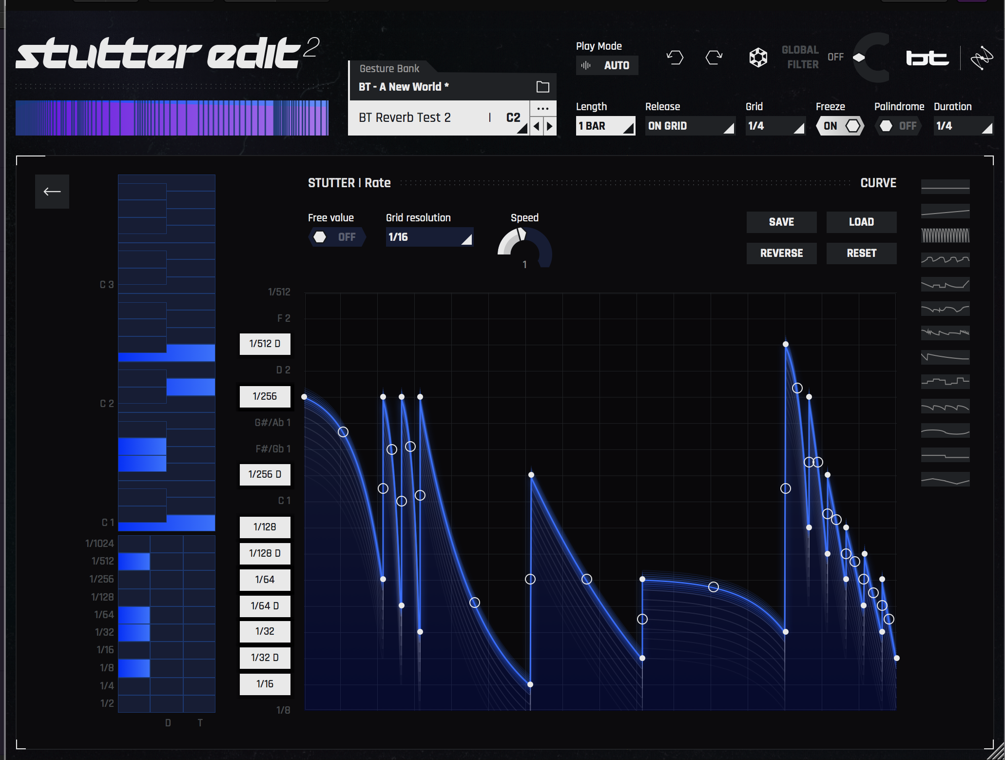 Modulating the rate of the Stutter effect on a synth