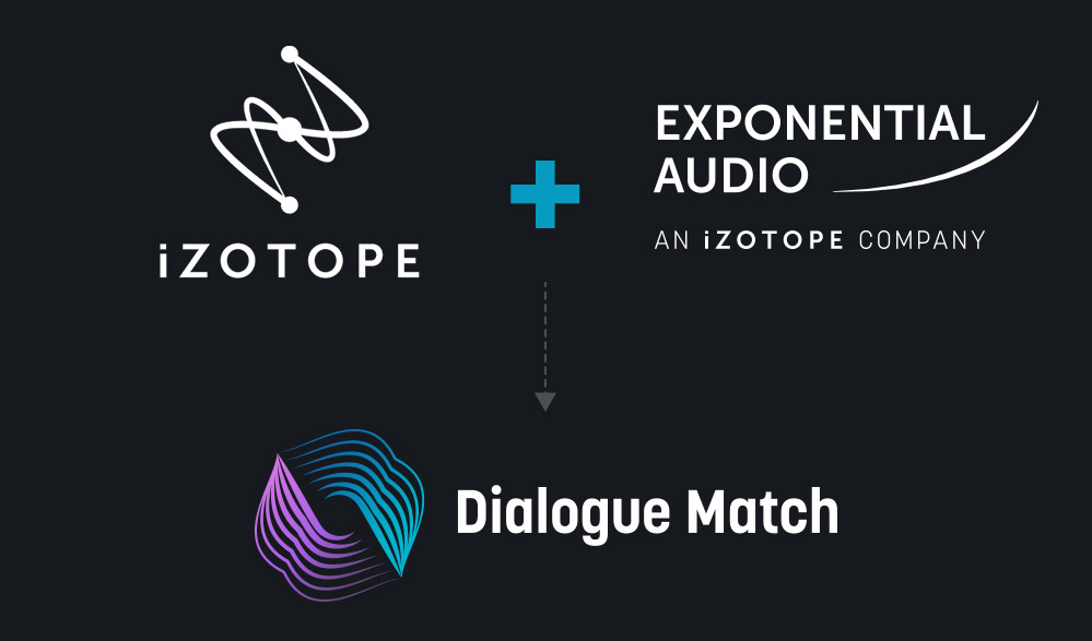 iZotope, Exponential Audio, and Dialogue Match logos