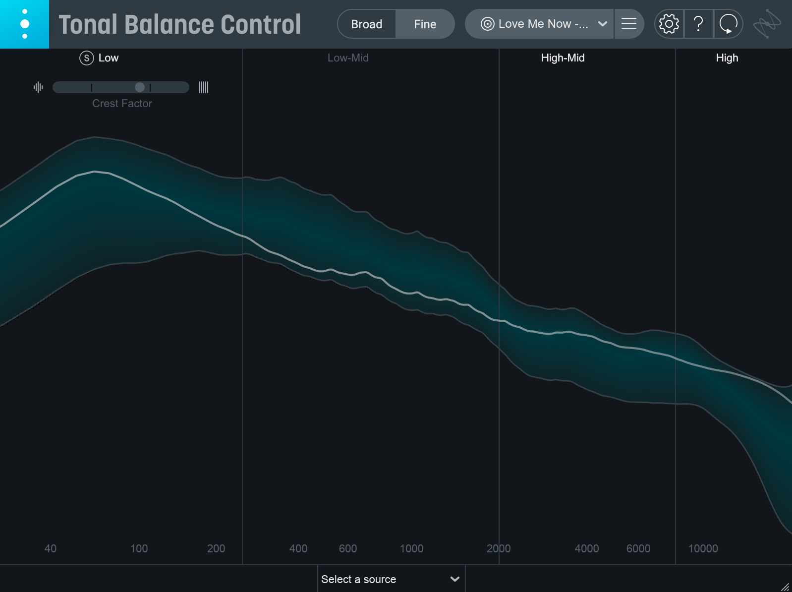 “Love Me Now” by Kygo Ft. Zoe Wees Tonal Balance Control curve