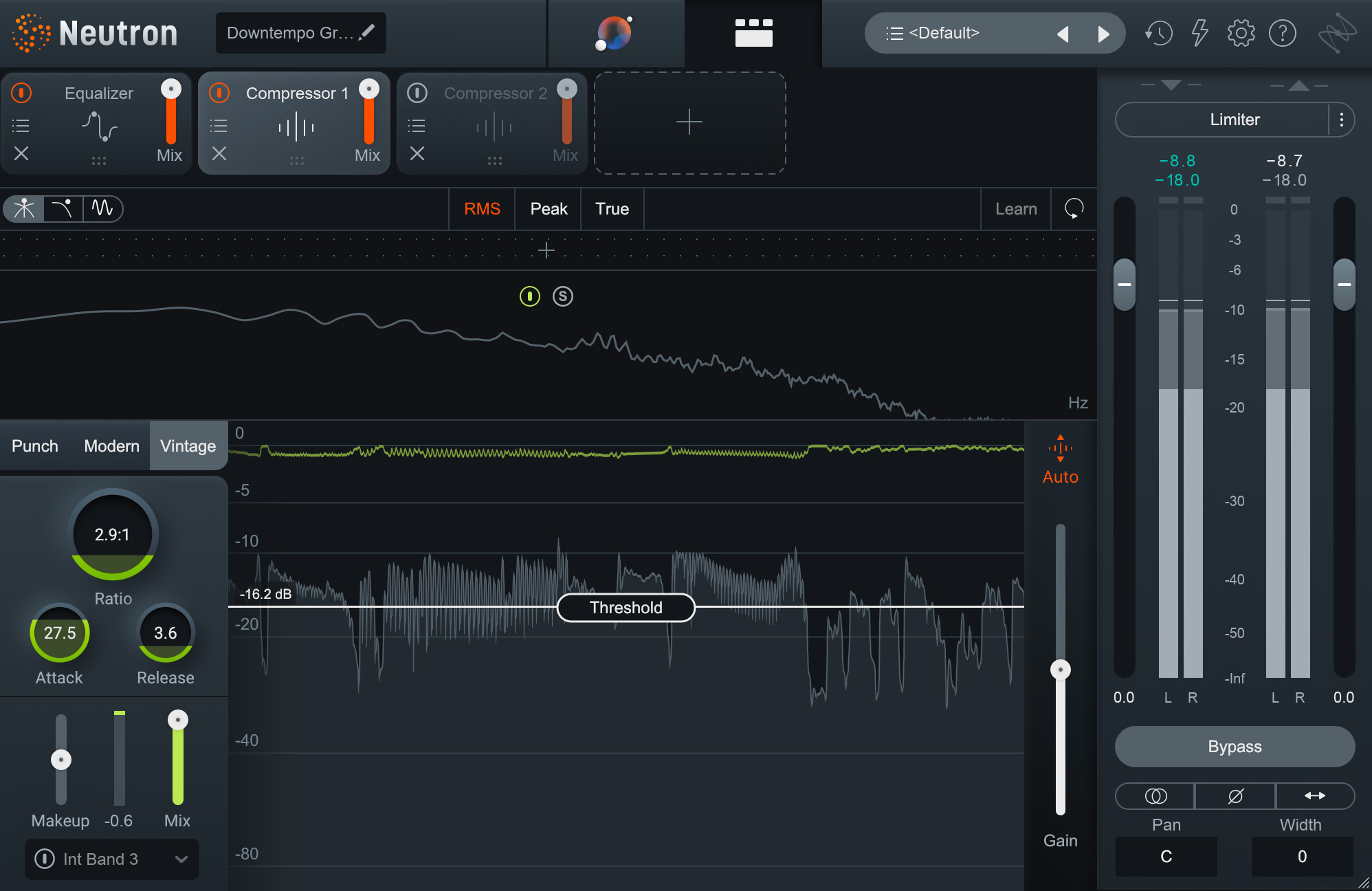 Motown bass compression settings in iZotope Neutron