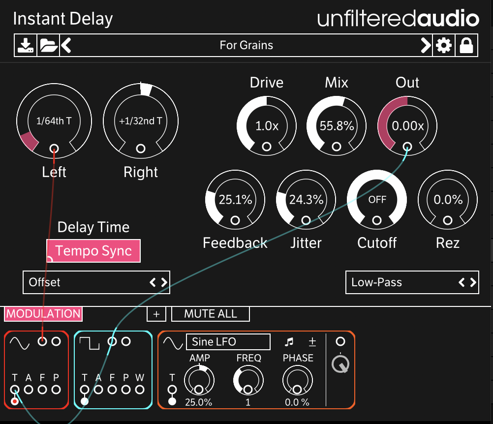 Instant Delay on a synth