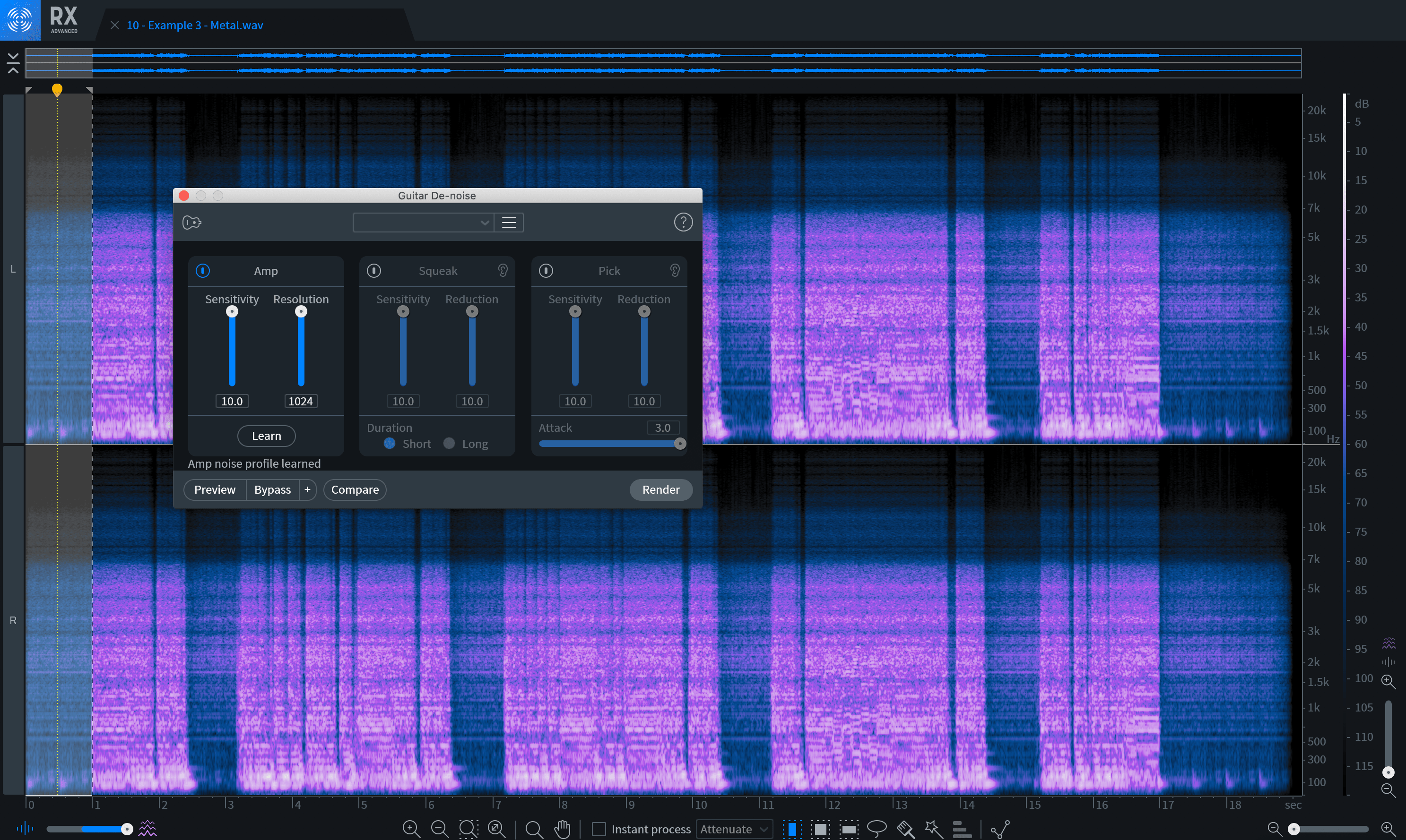 Learned amp profile in Guitar De-noise