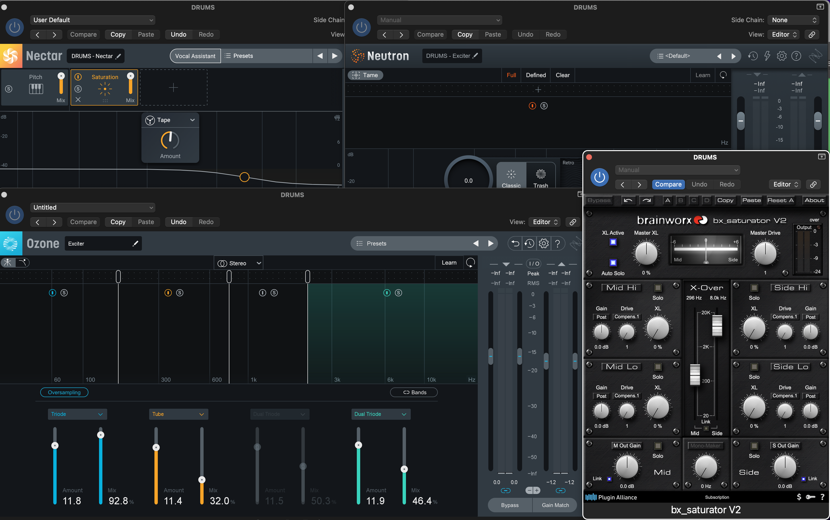 The number of exciters and saturators offered in iZotope Music Production Suite