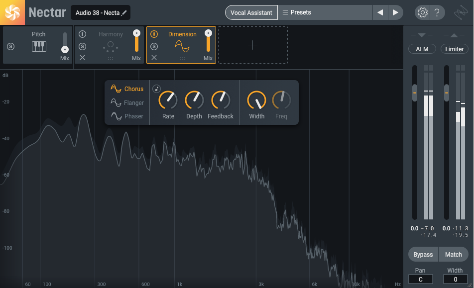 Add delay plus pitch on guitars with Nectar's Chorus module