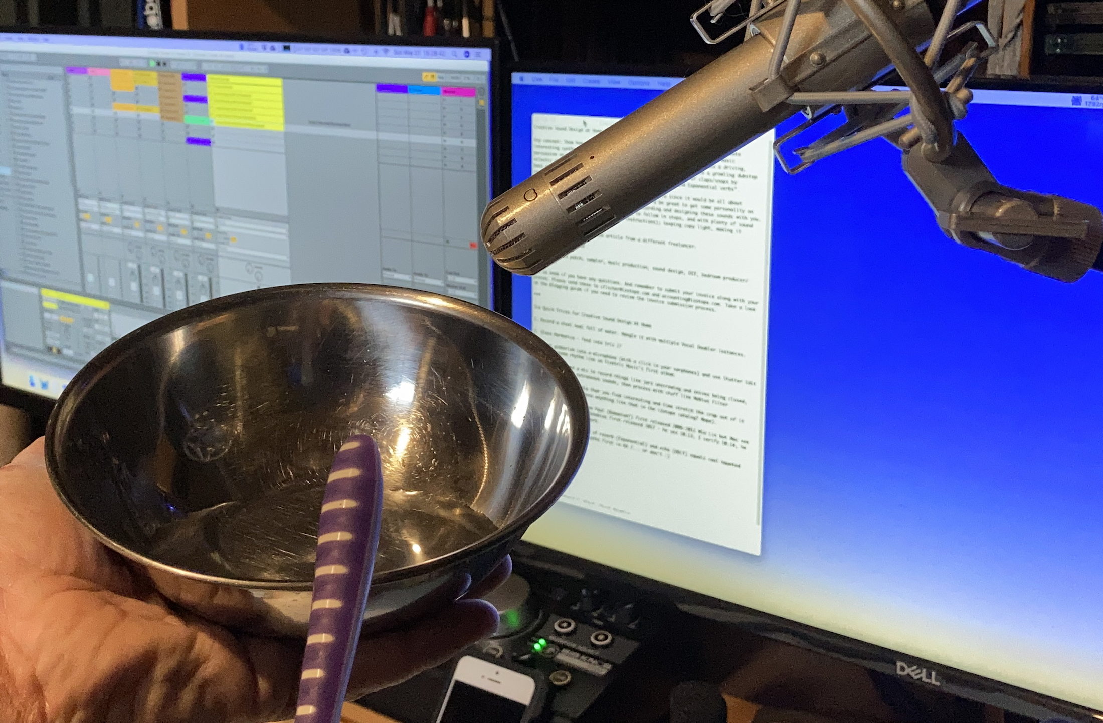 One steel bowl + one toothbrush + one microphone = endless sonic amusement