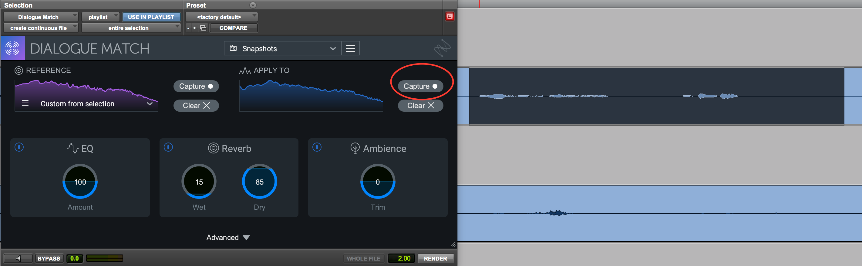 Dialogue Match lets you apply the sonic profile of one audio file directly to another.