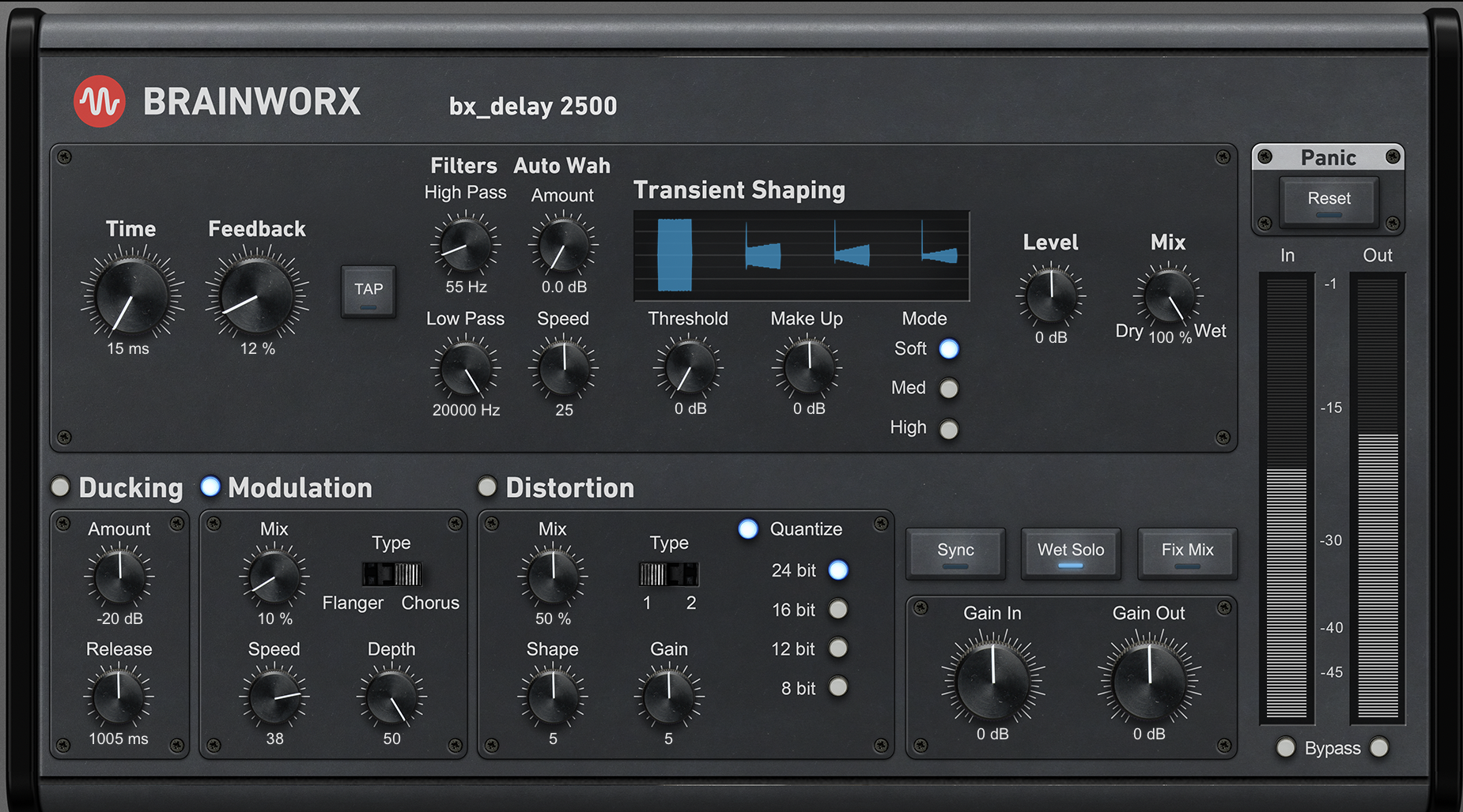 Using bx_delay 2500 to differentiate the guitar signal delay