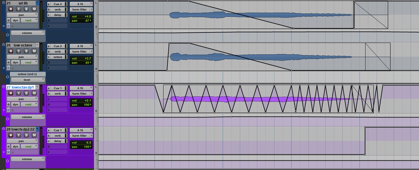 A look at panning automation on a vocal track in Pro Tools