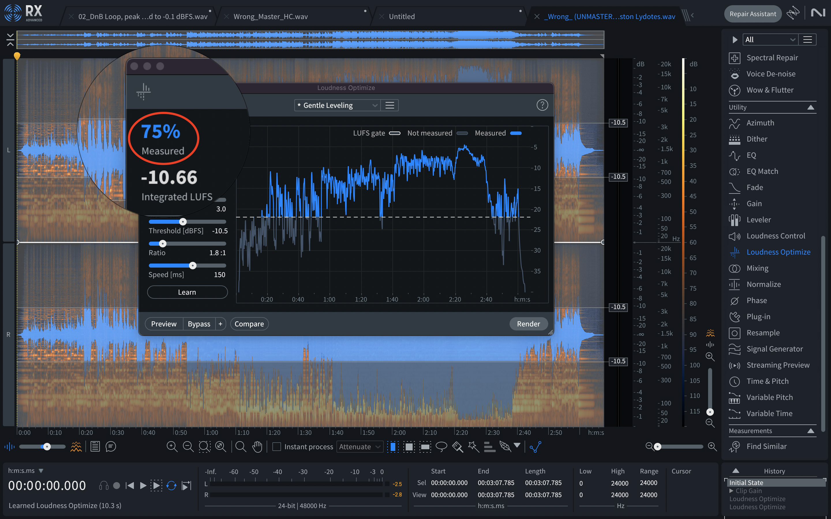 Checking loudness with Loudness Optimize