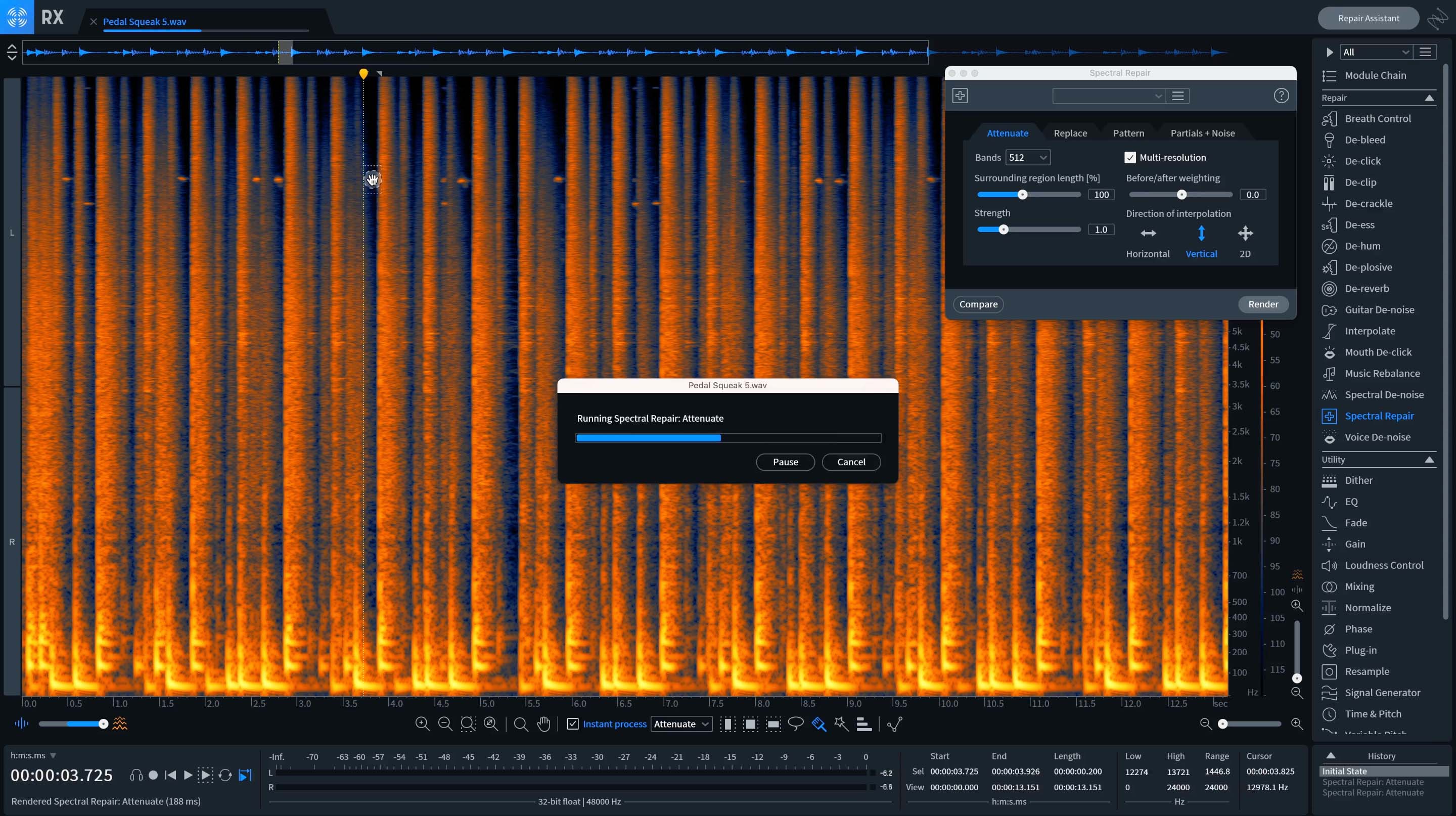 Instant processing allows you to make a selection, and when you let go of the mouse, the processing is rendered