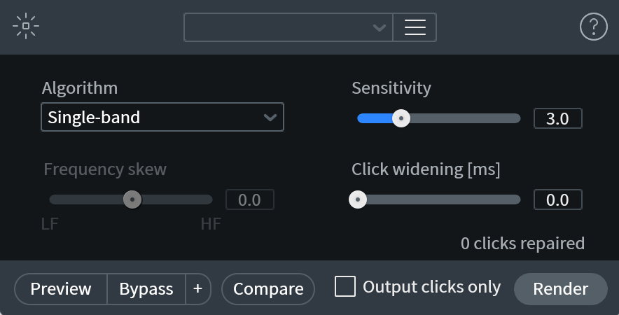 iZotope RX De-click options