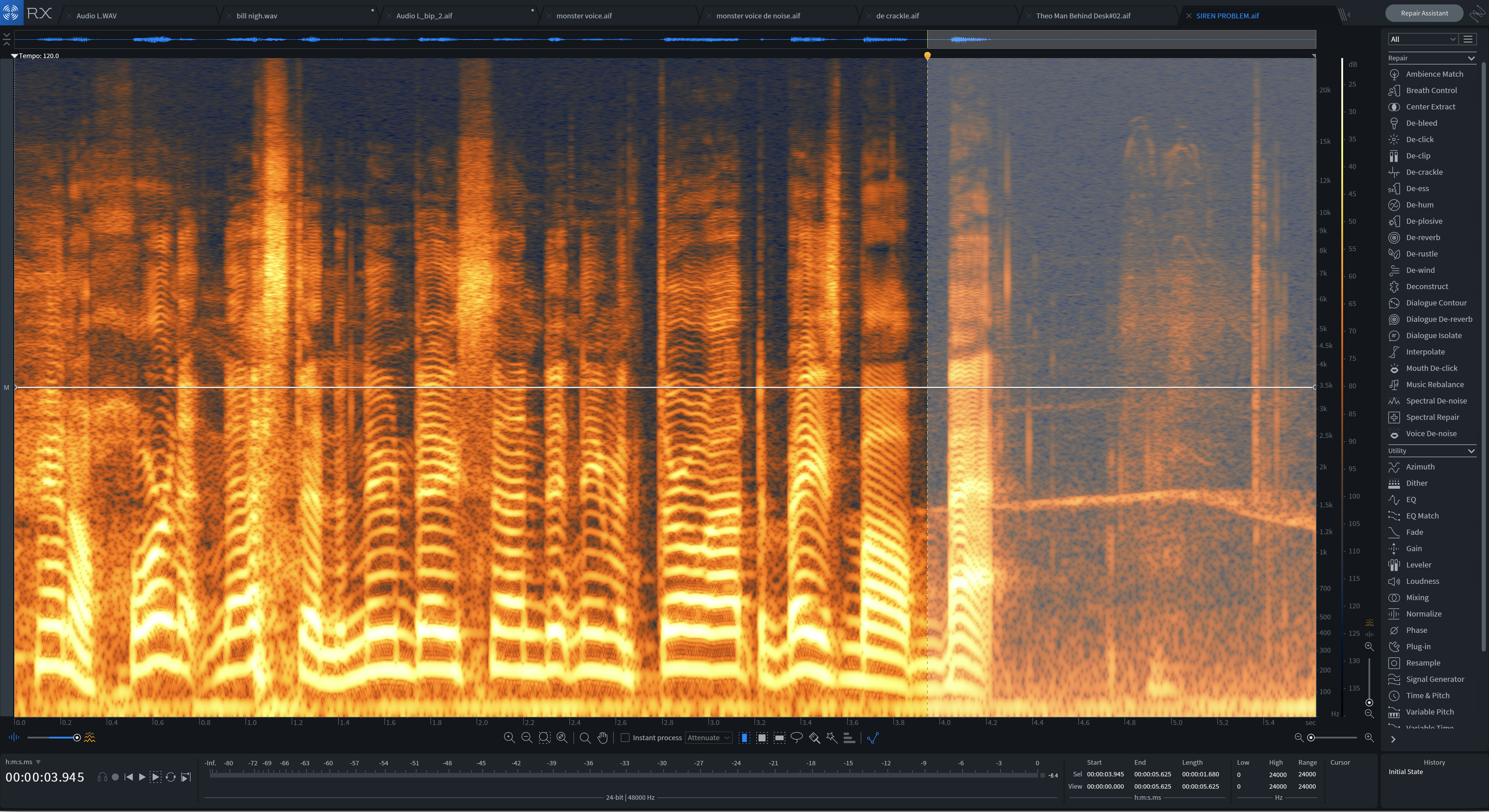 A siren in RX Spectrogram view