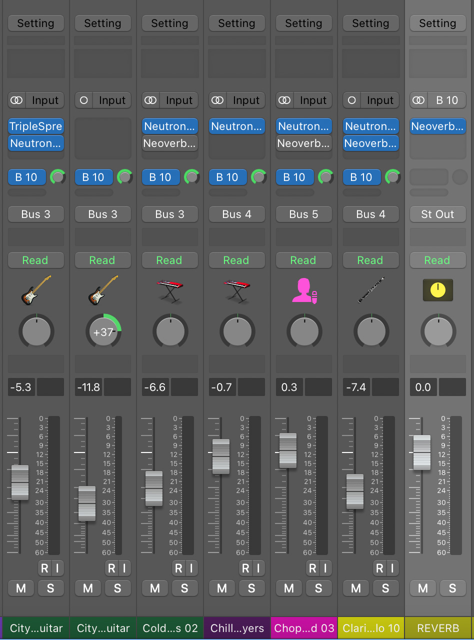 All instruments to one reverb in Logic Pro